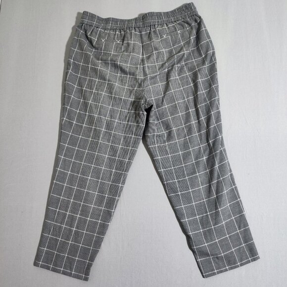 Anne Klein elastic waist pull on pants women's size XL grey chequered baggy - Picture 3 of 14
